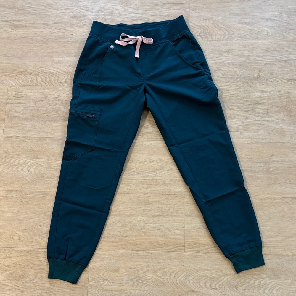 Women’s Caribbean Blue Jogger Pants with Pink Drawstring